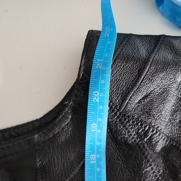 Leather Patchwork Italian Stone Design Genuine Navarre Motorcycle Vest - Picture 10 of 10